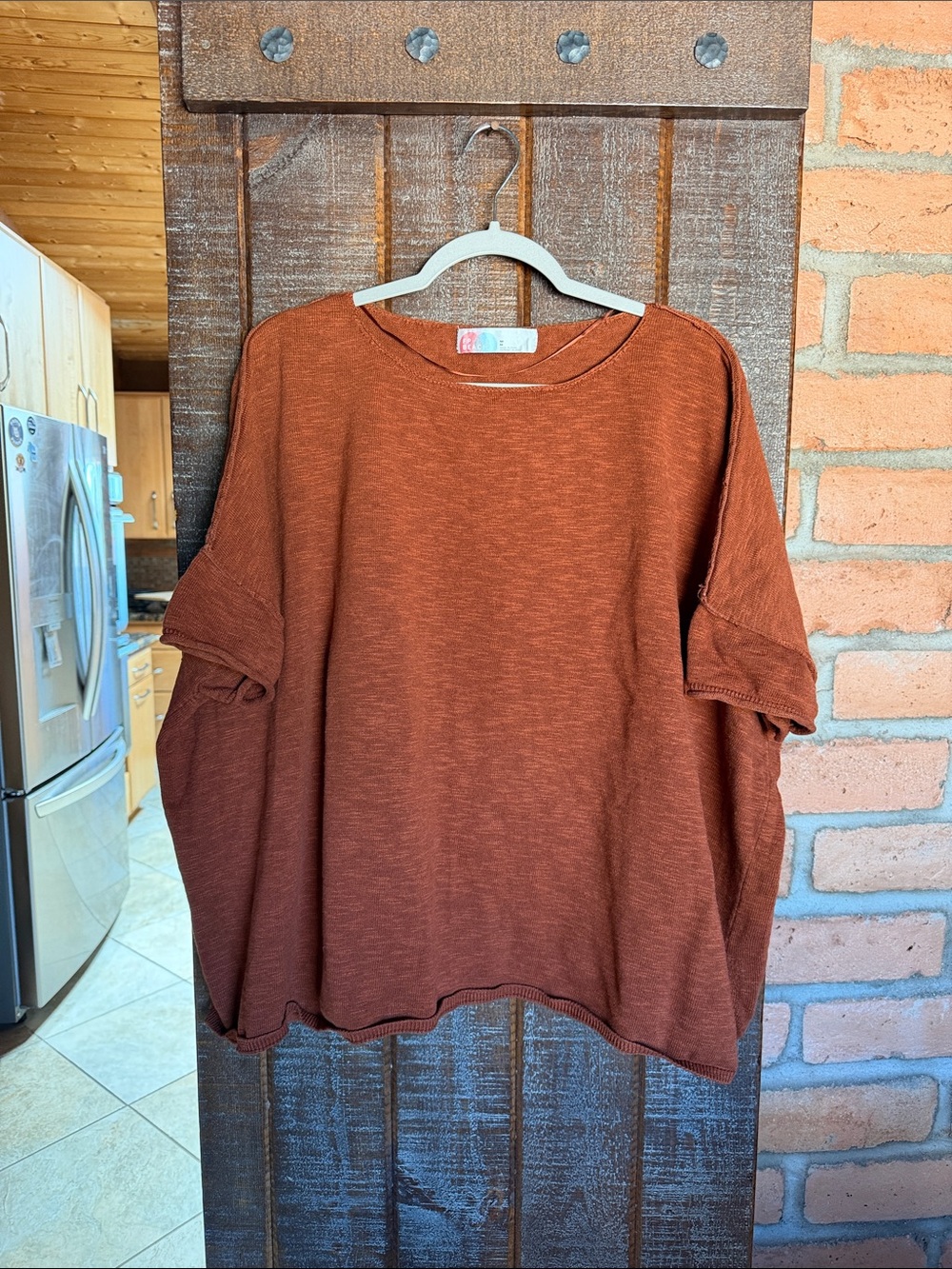 Free People Beach top sweater brown rust loose fit slouchy oversized runs large